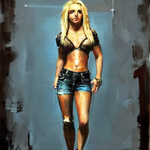 Prompt: full body britney spears, jeremy mann painting