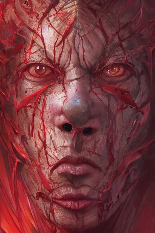 Prompt: Spirit of rage, face distorted by anger, red, disco elysium, highly detailed, digital painting, artstation, concept art, smooth, sharp focus, illustration, art by artgerm and greg rutkowski and alphonse mucha and Wayne Barlowe and Zdislav Beksinski and Francis Bacon
