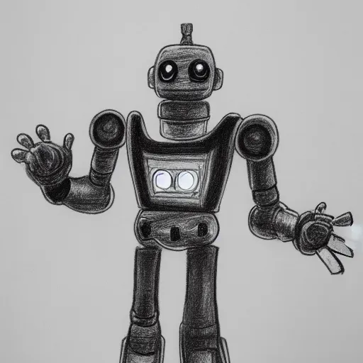 Image similar to robot character concept art, simple pencil drawing