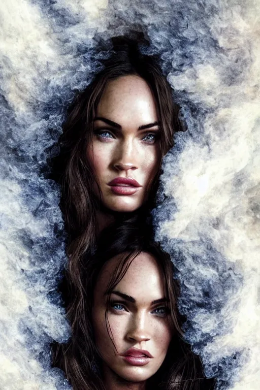 Image similar to Majestic and regal portrait of Megan fox made of smoke and fire!!, intricate, epic, elegant, menacing, fantasy, highly detailed, digital painting, hard focus, beautiful volumetric lighting, epic light, ultra detailed, souls, smoke, by Leesha Hannigan, Ross Tran, Thierry Doizon, Kai Carpenter, Ignacio Fernández Ríos