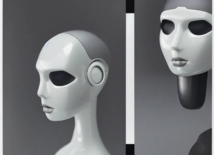 Image similar to a portrait photograph of a robot head designed by Balenciaga, 35mm, pentax, studio