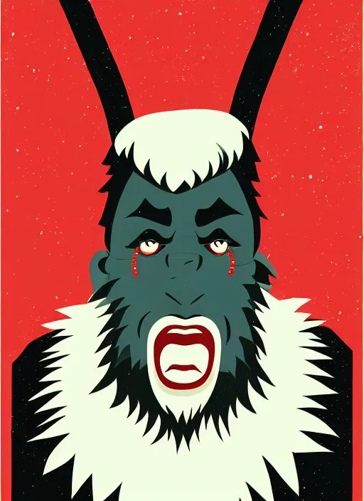 Prompt: krampus portrait by tom whalen