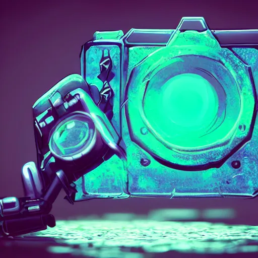 Prompt: a fish with a camera attached to it's side, cyberpunk art by beeple, shutterstock contest winner, neo - dada, adafruit, dystopian art, made of wire, trending on artstation