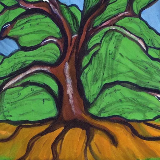 Prompt: a painting of a tree in the stlyle of