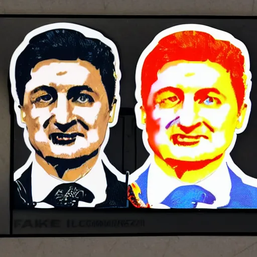 Prompt: volodymyr oleksandrovych zelensky president of ukraine. face like in his photographs. intricate sticker design by andy warhol