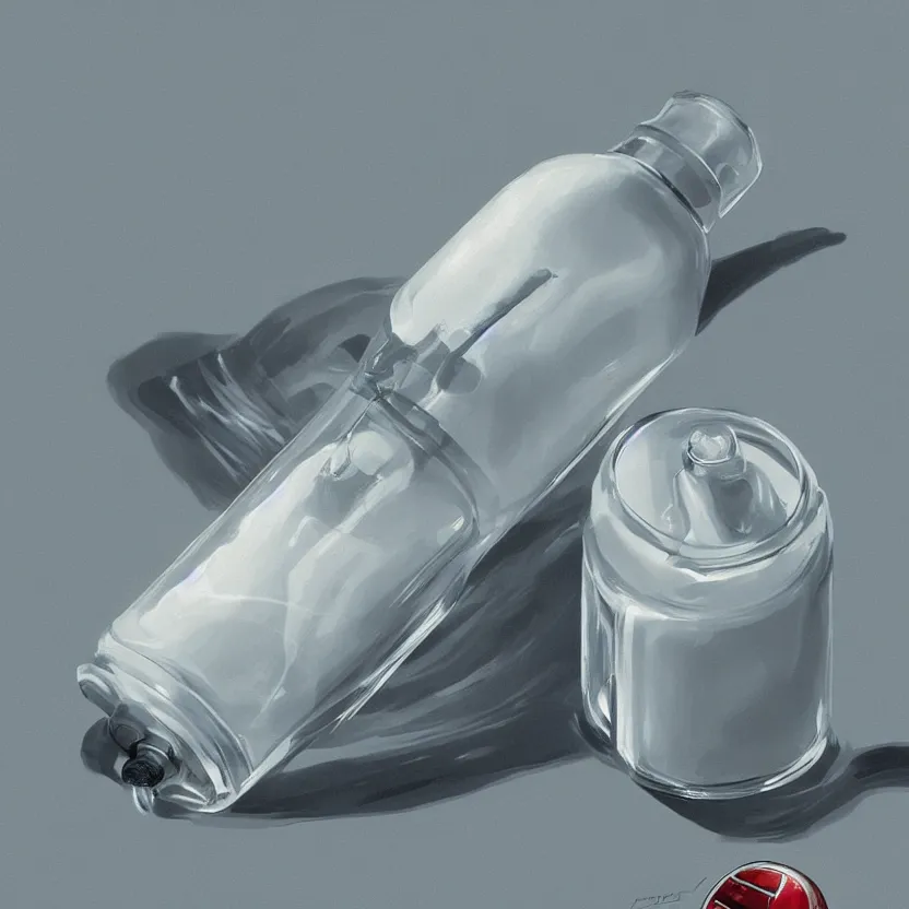 Image similar to concept art of a porsche white liquid dietary supplement in a transparent bottle with big black sticker on it, by aenaluck, artgerm and roberto ferri and greg rutkowski, light blue and white tones, digital painting, artstation, concept art, smooth, sharp foccus ilustration hq