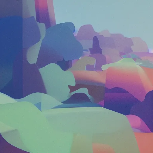 Image similar to abstract landscape painting at 12:00 by james jean and David Schnell, rendering, redshift, octane