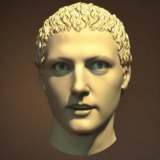 Image similar to 3 d renaissance statue head, mix with neon art, highly detailed