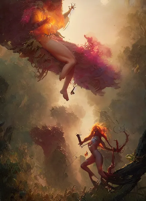 Image similar to hyper realistic photography of festival warrior curvy girl saturated colors, cinematic, vallejo, frazetta, greg rutkowski, royo, rowena morrill, juan gimenez