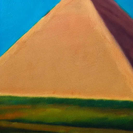 Image similar to oil painting of a pyramid on sunny day