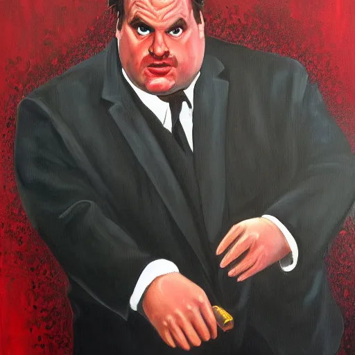 Prompt: a painting of chris farley as the mob - boss in the godfather, by arthur suydam trending on artstation, oil painting rebrandt