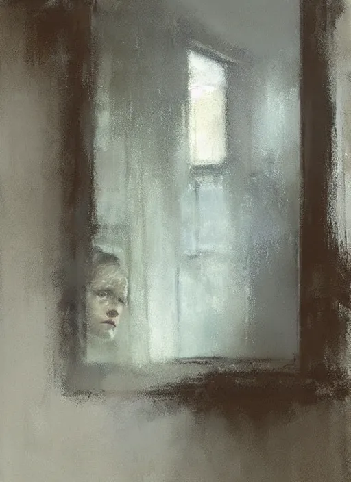 Image similar to through the mirror by Jeremy Mann, stylized, detailed, pastel colors, loose brush strokes