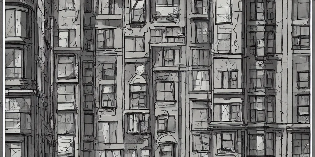 Prompt: cartoonish windows of chicago buildings, people minding their business at their apartaments, eating dinner, character sheet, fine details, concept design, contrast, kim jung gi, greg rutkowski, watercolor, trending on artstation, 8 k, full body, turnaround, front view, back view, ultra wide angle