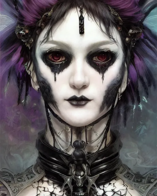 Image similar to Full shot of a ghoulpunk high priestess, defined facial features, intricate, gothic punk, malice mizer, ai yazawa, symmetrical facial features. By Ruan Jia and Artgerm and Range Murata and WLOP and Ross Tran and William-Adolphe Bouguereau and Beeple. Key Art. Fantasy Illustration. award winning, Artstation, intricate details, realistic, Hyperdetailed, 8k resolution.