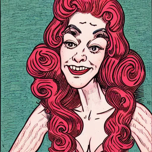 Image similar to caricature of Amouranth by R. Crumb