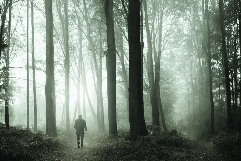 a walking man in a forrest, Moody light, beautiful | Stable Diffusion ...