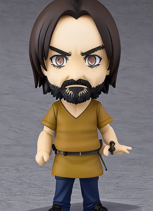 Image similar to charles manson, an anime nendoroid of charles manson figurine, realistic face, detailed product photo