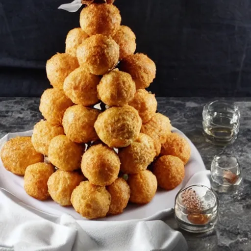 Image similar to a croquembouche made of babies