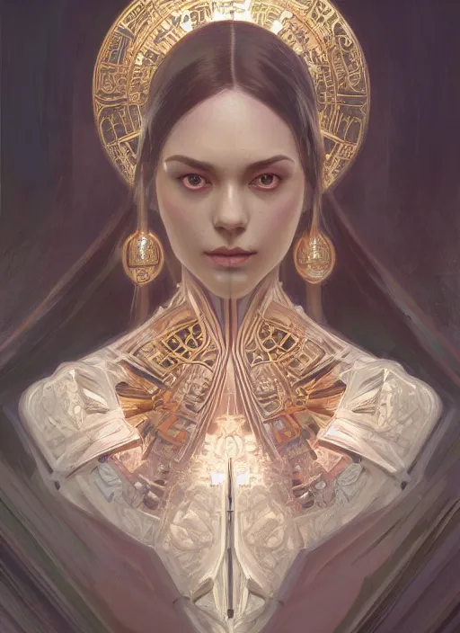 Image similar to symmetry!! jade, machine parts embedded into face, intricate, elegant, highly detailed, digital painting, artstation, concept art, smooth, sharp focus, illustration, art by artgerm and greg rutkowski and alphonse mucha, 8 k