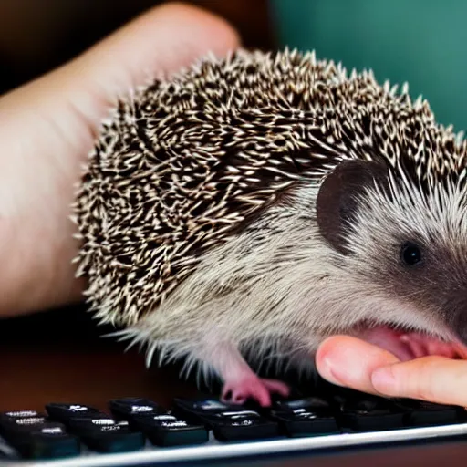 Image similar to a hedgehog using a calculator