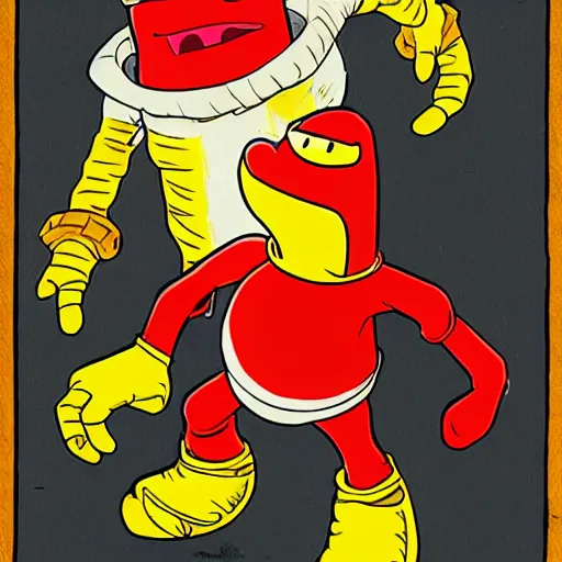 Image similar to Portrait of Toejam and Earl wearing knight armor, marvel comics, Sega