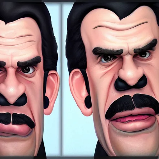 Prompt: caricature, claymation, luis guzman as waluigi, painted by tom lovell, wlop, artgerm, dishonored 2,