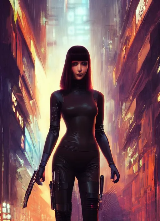 Image similar to Cyberpunk woman in futuristic clothes (blade runner 2049, cyberpunk 2077). Orientalist portrait by john william waterhouse and James Gurney and Theodore Ralli and Nasreddine Dinet, oil on canvas. Cinematic, hyper realism, realistic proportions, dramatic lighting, high detail 4k