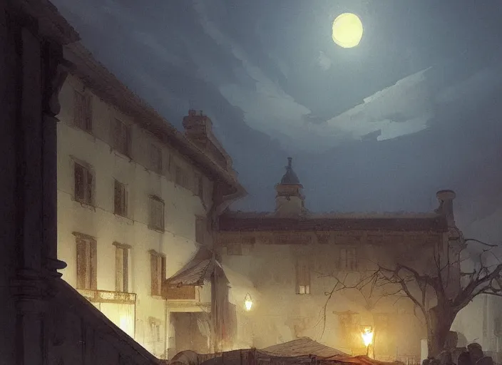 Image similar to 1 8 5 4 crimean war, army hospital in scutari at night, wounded patients in beds on both sides of hospital ward, dark, grimy, finely detailed perfect art, painted by greg rutkowski makoto shinkai takashi takeuchi studio ghibli