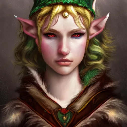Prompt: a fantasy portrait of a winter elf, semi - realism, very beautiful, high quality, digital art, trending on artstation