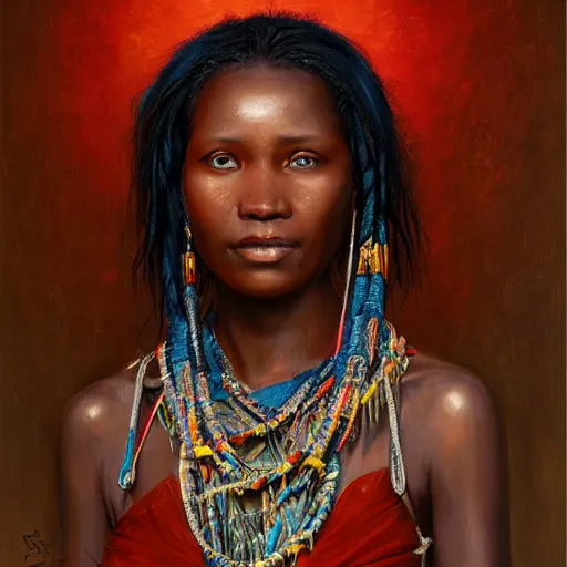 Prompt: portrait of a kenian woman ( 3 5 ) from kenia in 2 0 2 1, an oil painting by ross tran and thomas kincade