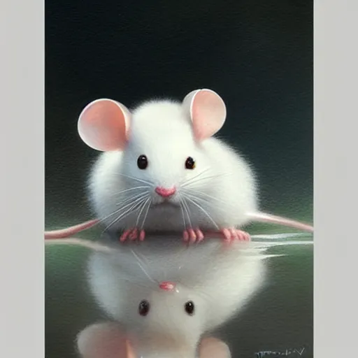 Image similar to cute white mouse portrait, dramatic light, lake background, 2 0 0 mm focal length, painted by stanley lau, painted by greg rutkowski, painted by stanley artgerm, digital art, trending on artstation