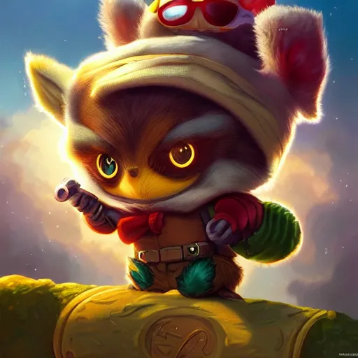 Image similar to lofi teemo from league of legends portrait, Pixar style, by Tristan Eaton Stanley Artgerm and Tom Bagshaw.