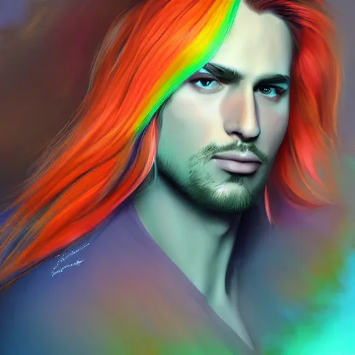 Prompt: colorful painting of a man with long blond hair with no beard with a propellermutze, matte painting, trending on art station, ultra - detailed, hq