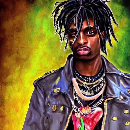 Image similar to playboi carti painted by abney park 4 k detailed super realistic