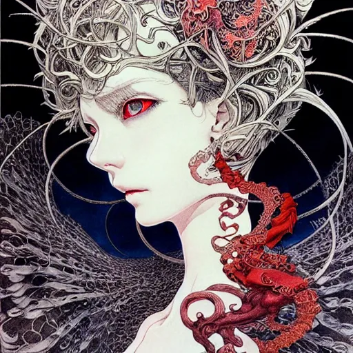 Image similar to prompt: Portrait painted in Mobius style drawn by Vania Zouravliov and Takato Yamamoto, inspired by Fables, intricate acrylic gouache painting, high detail, sharp high detail, manga and anime 2000