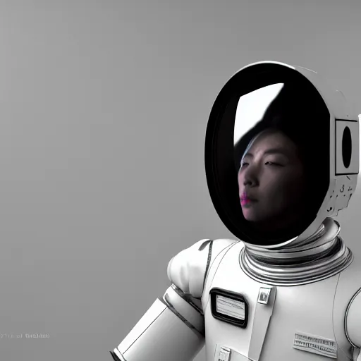 Image similar to hyperrealism aesthetic close - up photography computer simulation visualisation in araki nobuyoshi style of parallel universe movie scene with detailed stylish neofuturistic horse riding on a astronaut and wearing neorofuturistic sci - fi laboratory uniform designed by josan gonzalez. hyperrealism photo on pentax 6 7, by giorgio de chirico volumetric natural light rendered in blender