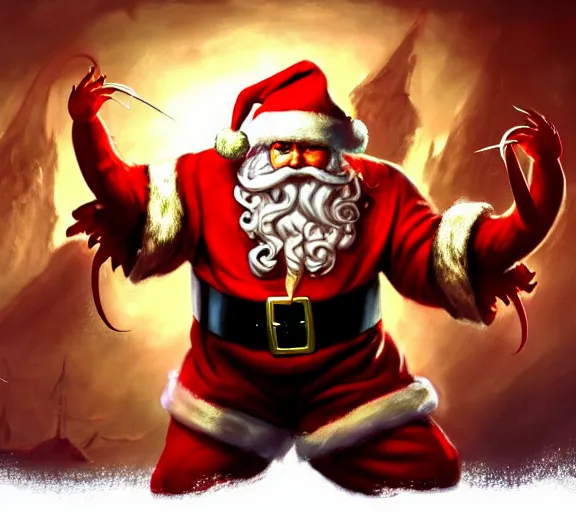 Prompt: magic : the gathering fantasy character concept art of the great anthropomorphic lobster wearing santa outfit by franz frazetta, high resolution. a clear portrait of powerful lobster wearing a santa outfit, magical christmas fantasy in background, fantasy coloring, intricate, digital painting, artstation, smooth, sharp focus