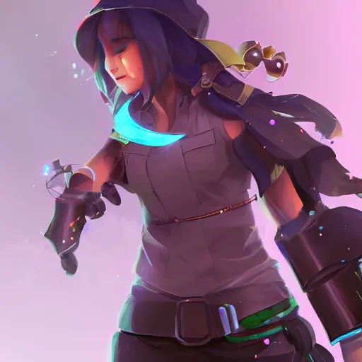 Prompt: concept art for a magic mechanic, character design, artstation trending, spritesheet, wlop, rossdraws,