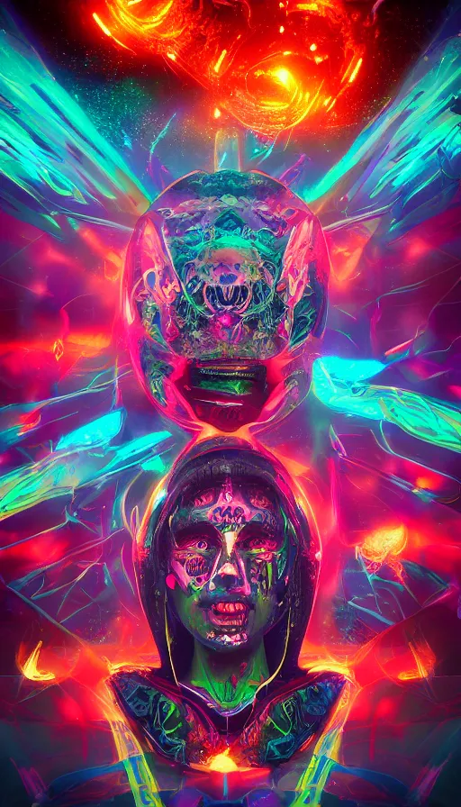 Prompt: psytrance artwork, with octane