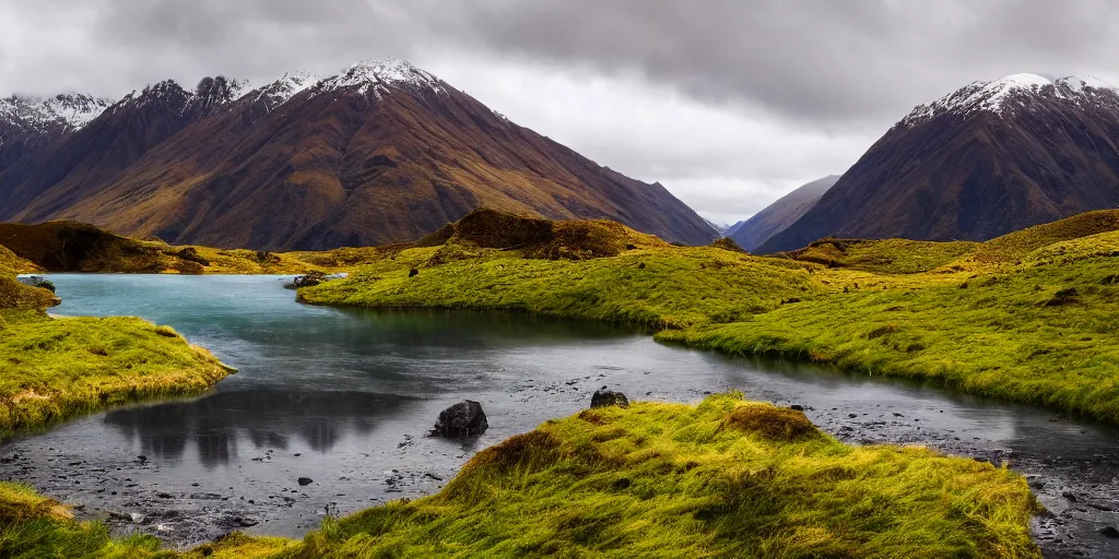 Prompt: wallpaper image of a landscape in new zealand realistic photography