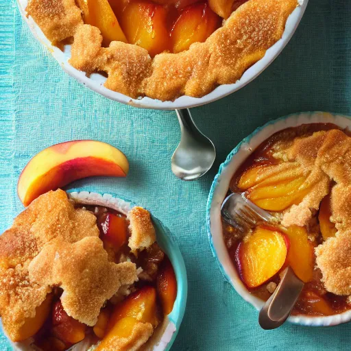 Prompt: extremely appetizing peach cobbler