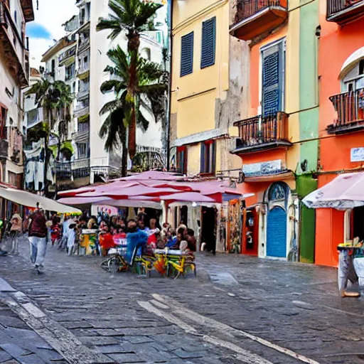 Prompt: busy Naples street scene