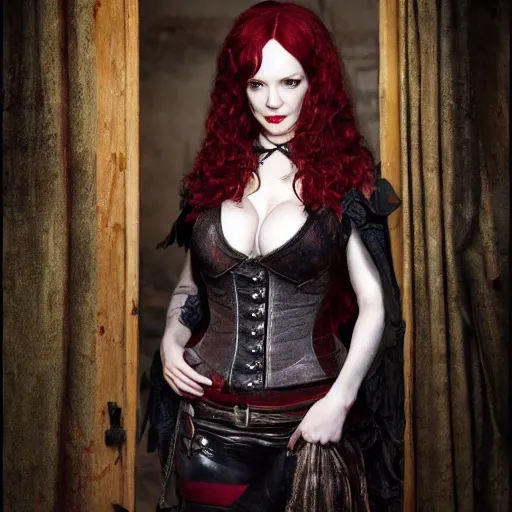 Prompt: full body photo of christina hendricks as a vampire warrior, highly detailed, 4k, HDR, award winning,