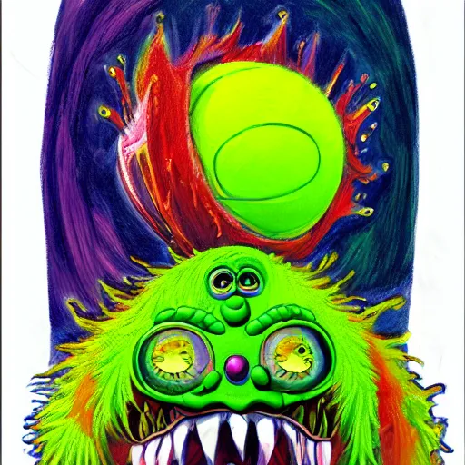 Image similar to a tennis ball monsters, colorful, digital art, fantasy, magic, chalk, trending on artstation, ultra detailed, professional illustration by basil gogos