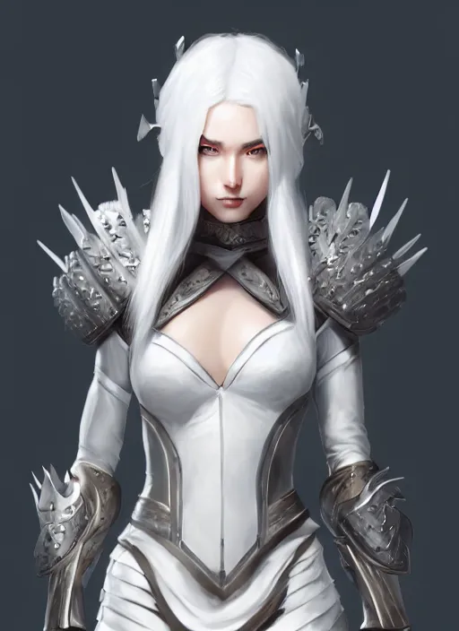 Prompt: fur - lined armor!!! beautiful and elegant white haired female!! gorgeous ayes!! character concept art, sharp focus, octane render! unreal engine 5! highly rendered!! trending on artstation!! detailed linework!! illustration by artgerm and wlop