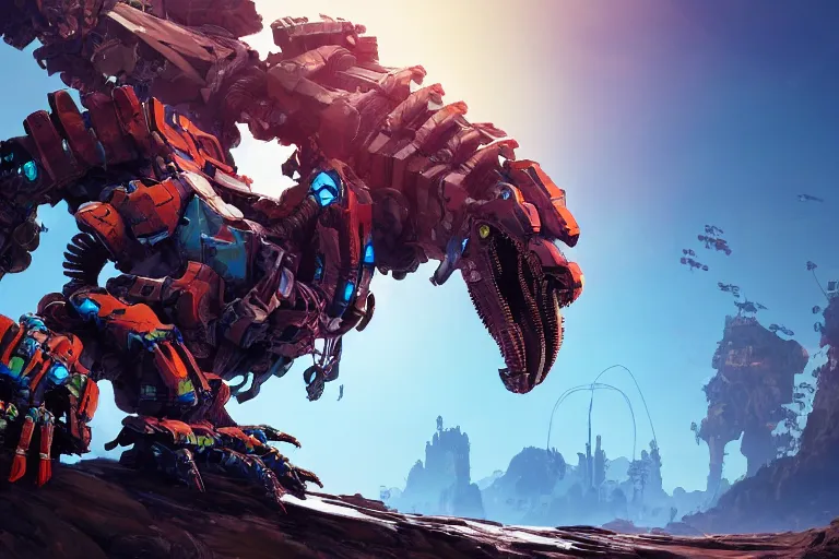 Image similar to clawstrider machine mecanical creature robot of horizon forbidden west horizon zero dawn bioluminiscence global illumination ray tracing hdr fanart arstation by ian pesty and alena aenami artworks in 4 k