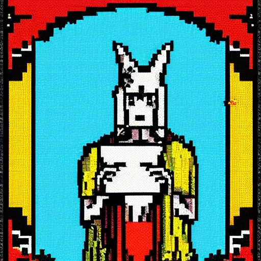 Prompt: the fool tarot card, pixel art