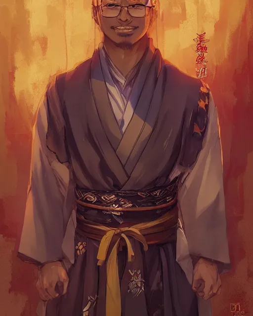 Image similar to an anime portrait of najib razak as a beautiful man wearing a kimono and a crown of thorns from skyrim, by stanley artgerm lau, wlop, rossdraws, james jean, andrei riabovitchev, marc simonetti, and sakimichan, trending on artstation