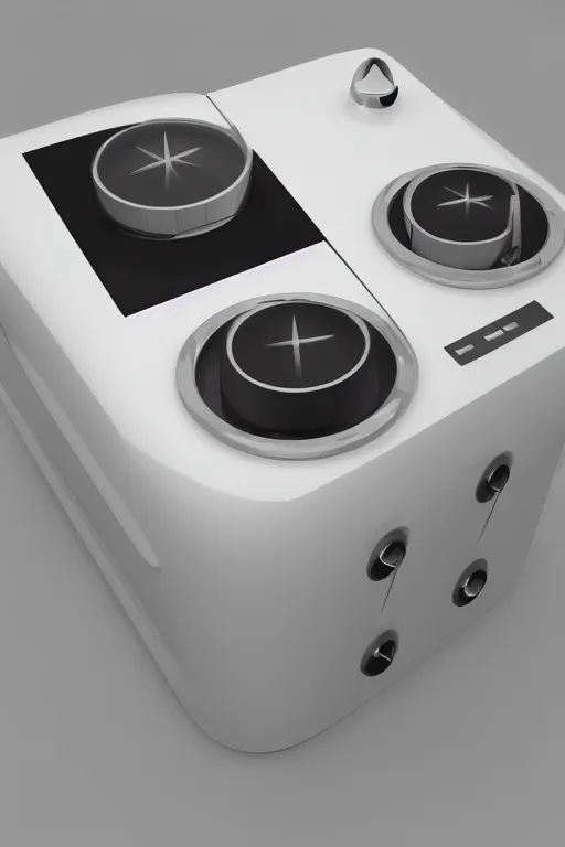 Prompt: Iconic Braun nuclear reactor designed by Dieter Rams, gorgeous 3D render