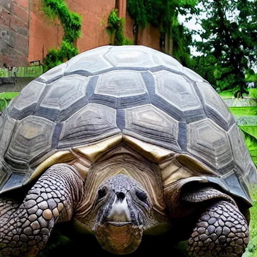 Prompt: city carved into a giant tortoises back, fantasy, realistic